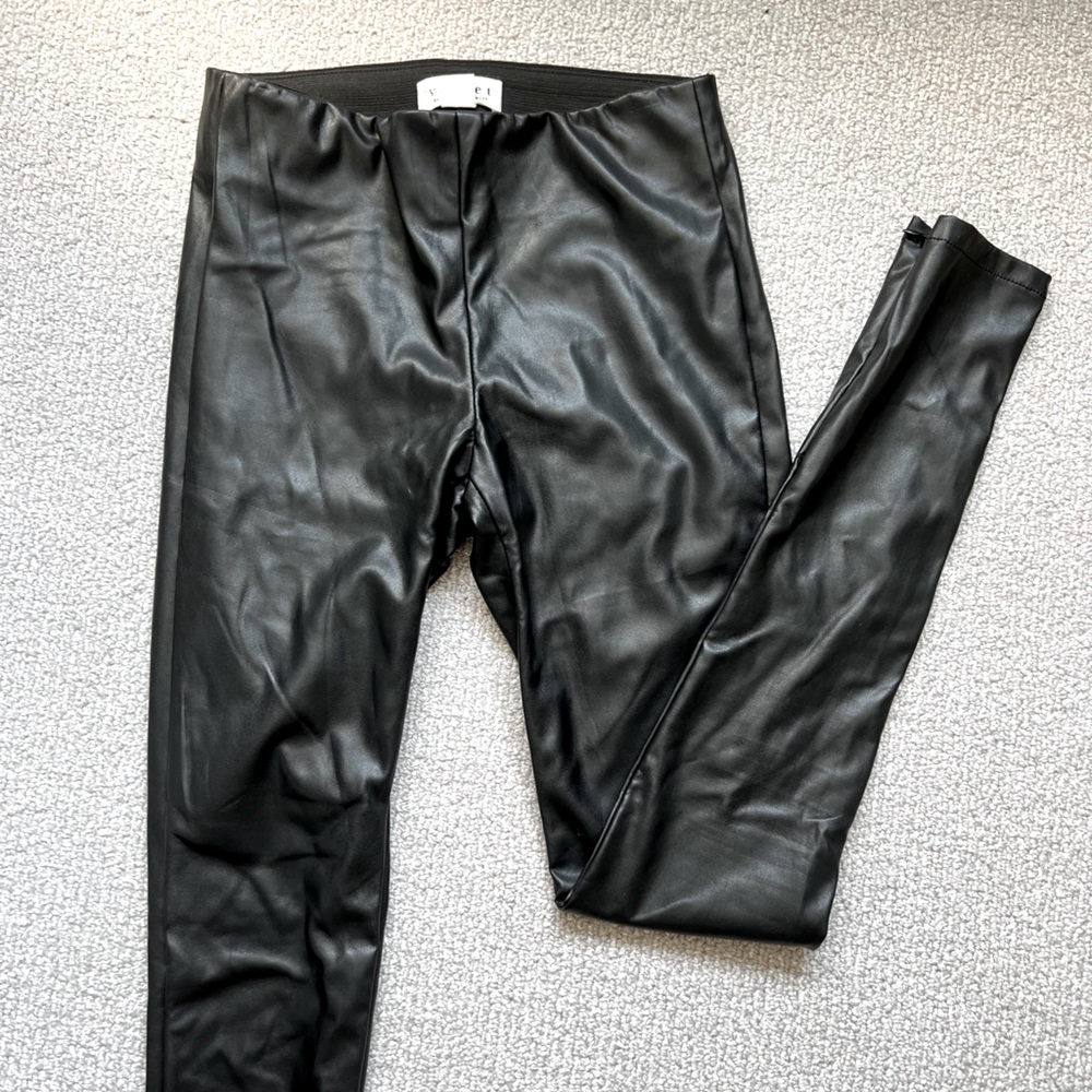Velvet Black Leather Pants: size XS